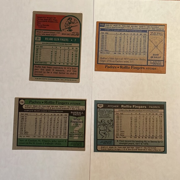 Rollie Fingers cards -1975-1980 - Picture 2 of 2